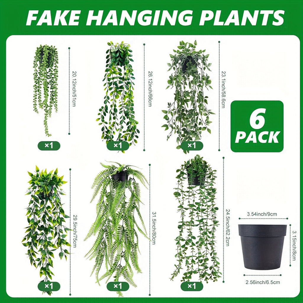 Artificial Hanging Ivy Vines ¨C Fake Eucalyptus & Mandala Green Vine Plants for Indoor Wall Decor ¨C Faux Hanging Plants for Bedroom, Bathroom, Balcony, Bookshelf & Living Room Aesthetic ¨C 6 or 8 Pack
