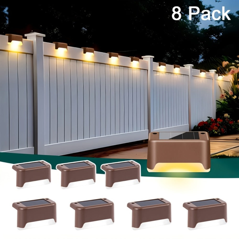 Solar Powered LED Deck Lights ¨C Auto On/Off Outdoor Step Lights for Stairs, Fence, Pathway & Patio, 12-Hour Continuous Lighting, Weatherproof Solar Stair Lights for Garden, Yard & Commercial Use