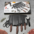 Kitchen Knife Set High Carbon Steel Hand Forged Chef Knives with Case Non-Stick Black Blade Butcher Cleaver Meat Cutting Vegetable Chopping Camping BBQ Outdoor Holiday Gift