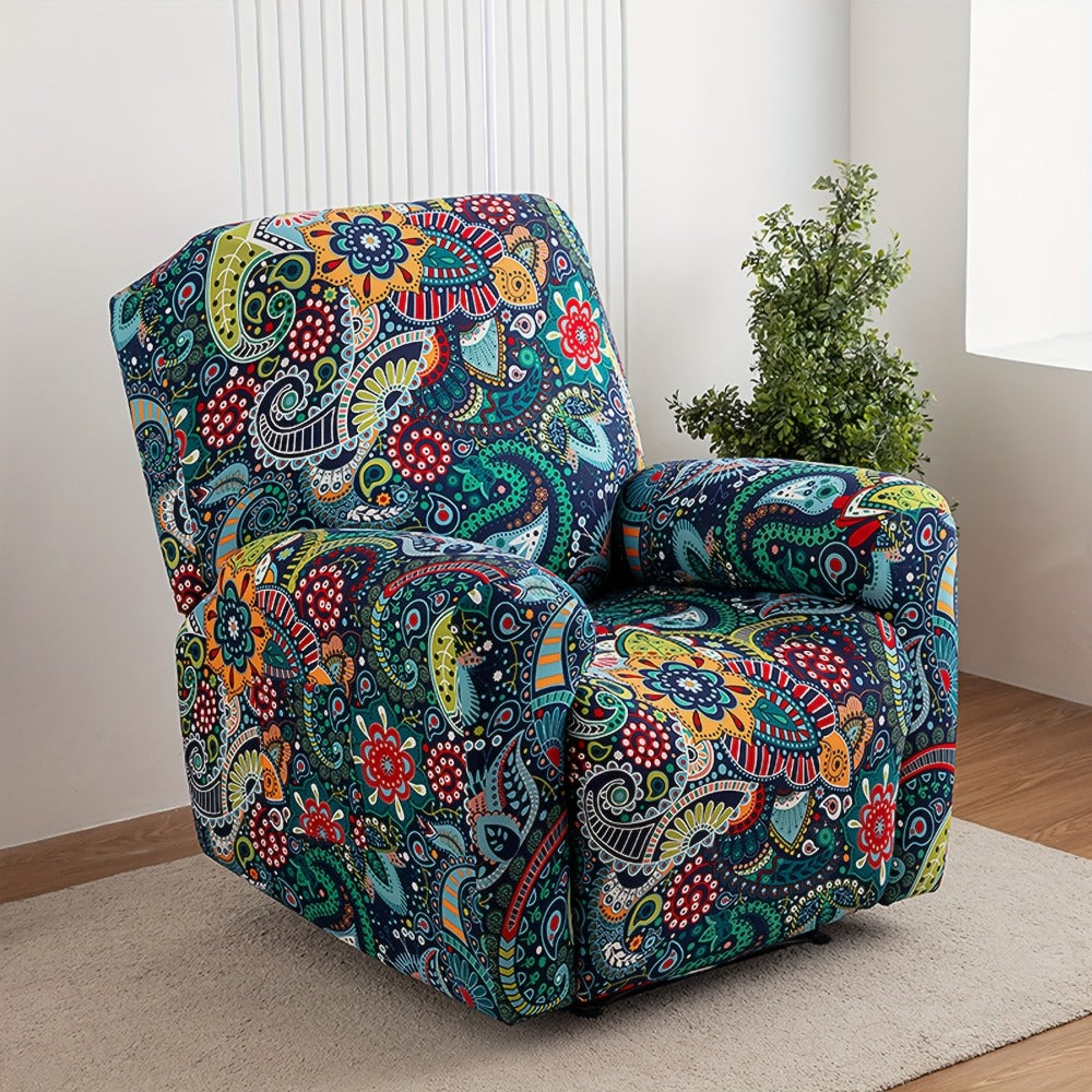 Tie Dye Lounge Chair Cover Set of 4 High Elasticity with Side Pockets Printed Stretch Chair Slipcover Pet Friendly for Bedroom Office Living Room Holiday Decor