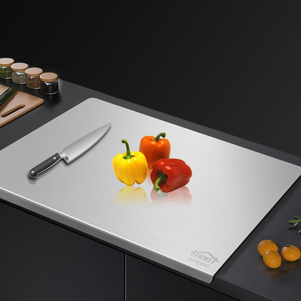 Stainless Steel Cutting Board ¨C 304 Grade Butcher Block Rolling Board, Large Kitchen Chopping Board for Meat, Vegetables & Bread, Non-Slip Household Kitchen Supplies