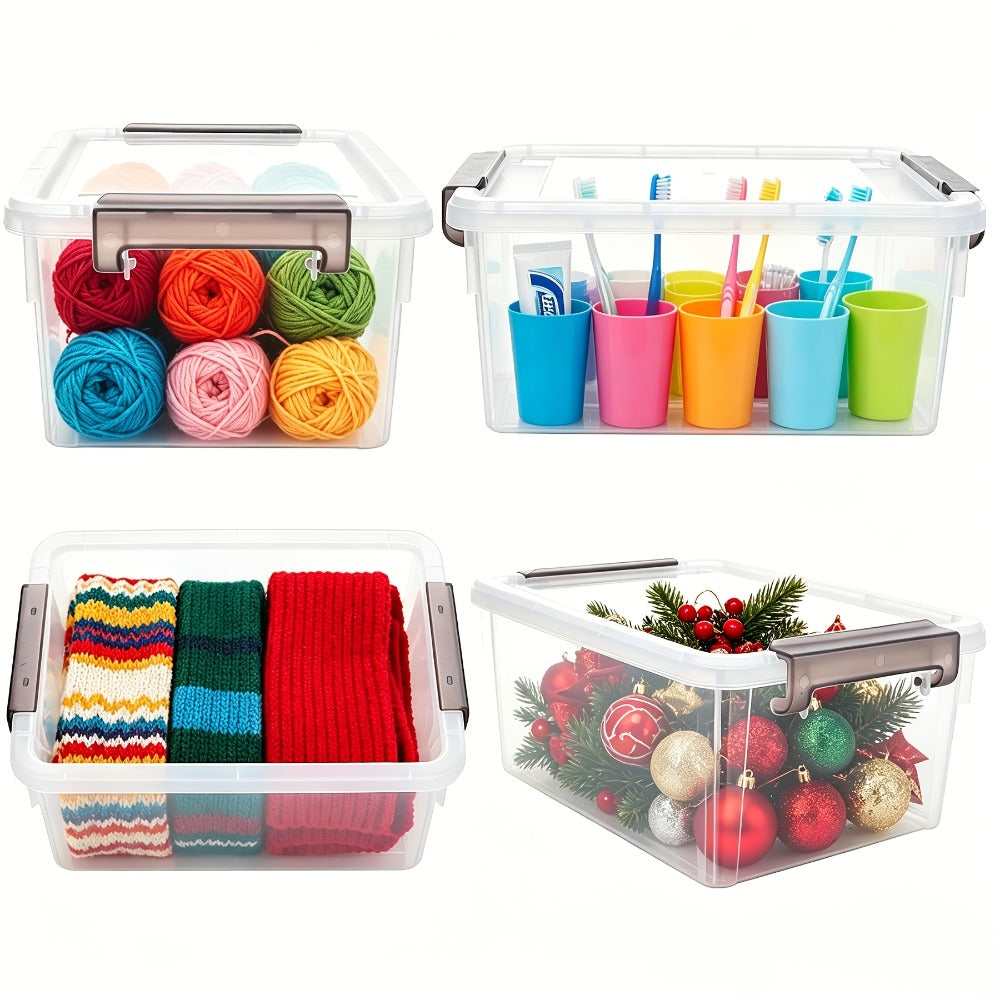 Plastic Storage Bins with Lids 4 Pack 17 Quart Stackable Clear Storage Containers with Latching Lids for Garage Closet Bedroom Basement Kitchen Organization