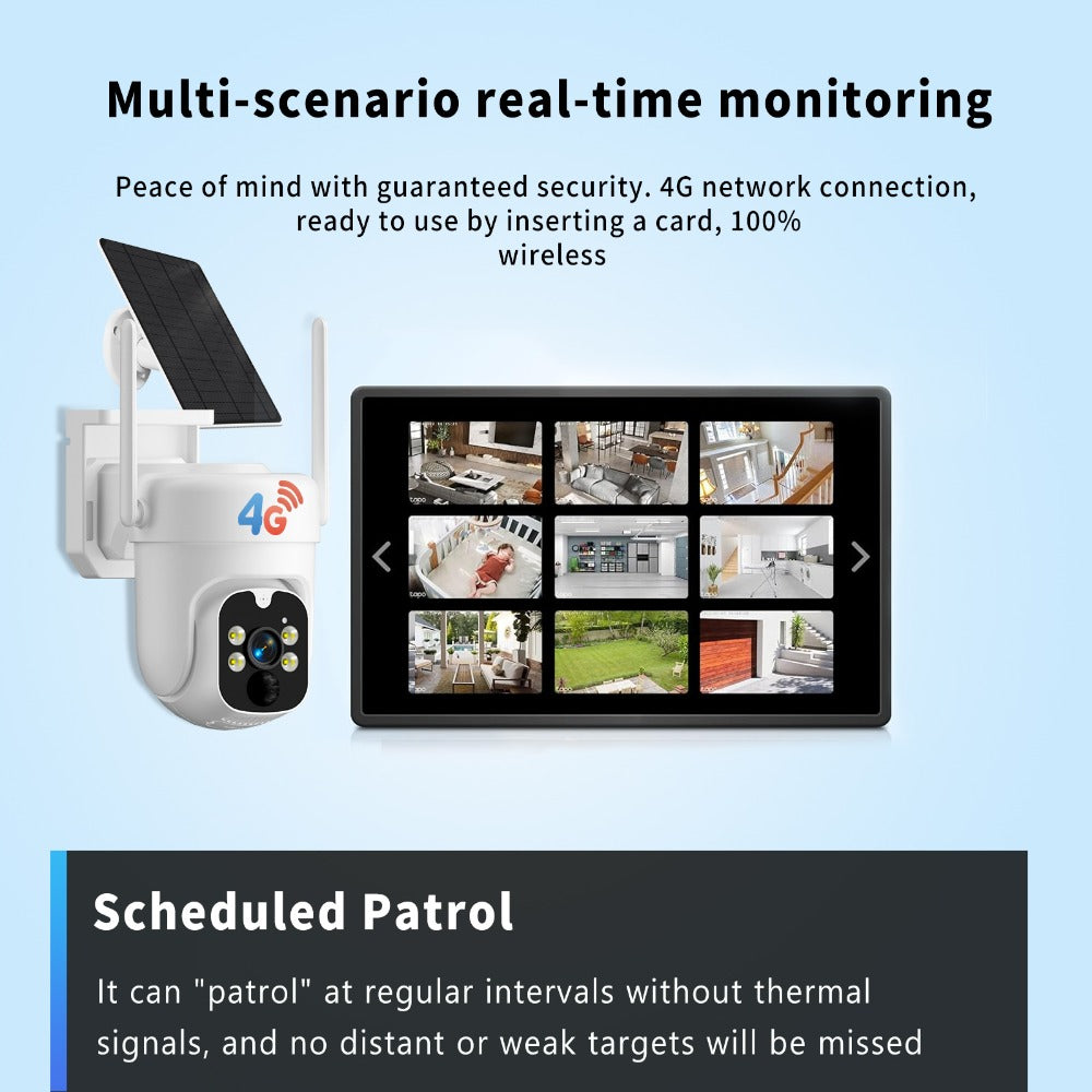 Solar Security Camera 4G Outdoor ¨C AI Smart Alarm, Solar Powered, No WiFi & Wire-Free, 4G LTE Surveillance Camera for Farm, Villa, Ranch & Remote Property Security (TBG12)
