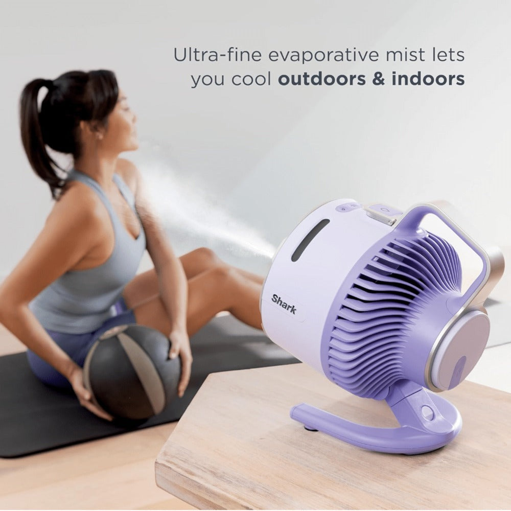 Shark FlexBreeze HydroGo Pro Portable Misting Fan - Indoor Outdoor Evaporative Mist, 5 Speeds + BreezeBoost, Corded & Cordless, 29Hr Battery, 70ft Coverage, Oscillating, Sky Color - Refurbished
