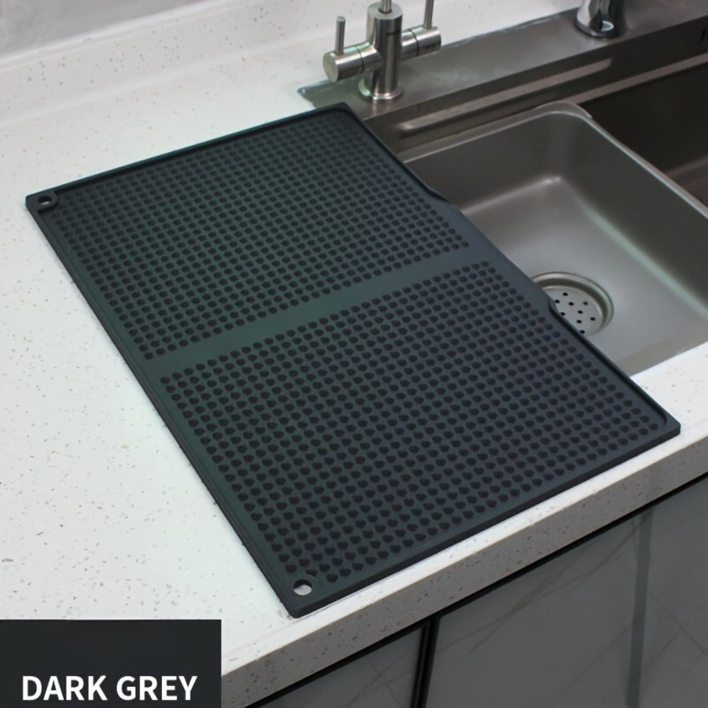 XL Kitchen Countertop Drying Mat 17.72x12.2 Inch Heat Resistant 446¡ãF Anti-Slip Splash-Proof Drain Pad, Dishwasher Safe Sink Stove Drying Pad Easy to Clean Space-Saving