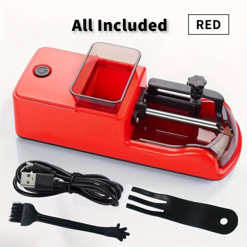 Electric Cigarette Rolling Machine USB Rechargeable Automatic Cigarette Roller 2-Second Rapid Roll High Power Motor Stainless Steel Durable Portable Tobacco Injector Black Blue