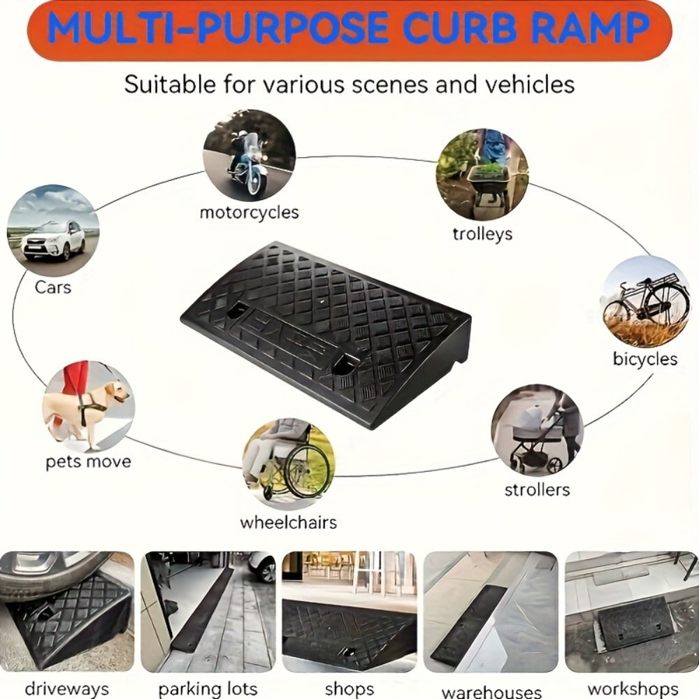 Curb Ramp 2-Pack Portable Heavy Duty Plastic Threshold Ramp Set ¨C Lightweight, Non-Slip, for Low Floor Vehicles, Motorcycles, Wheelchairs, Driveway & Lane Loading ¨C Multiple Height Options (1.18¡± / 2.75¡±)