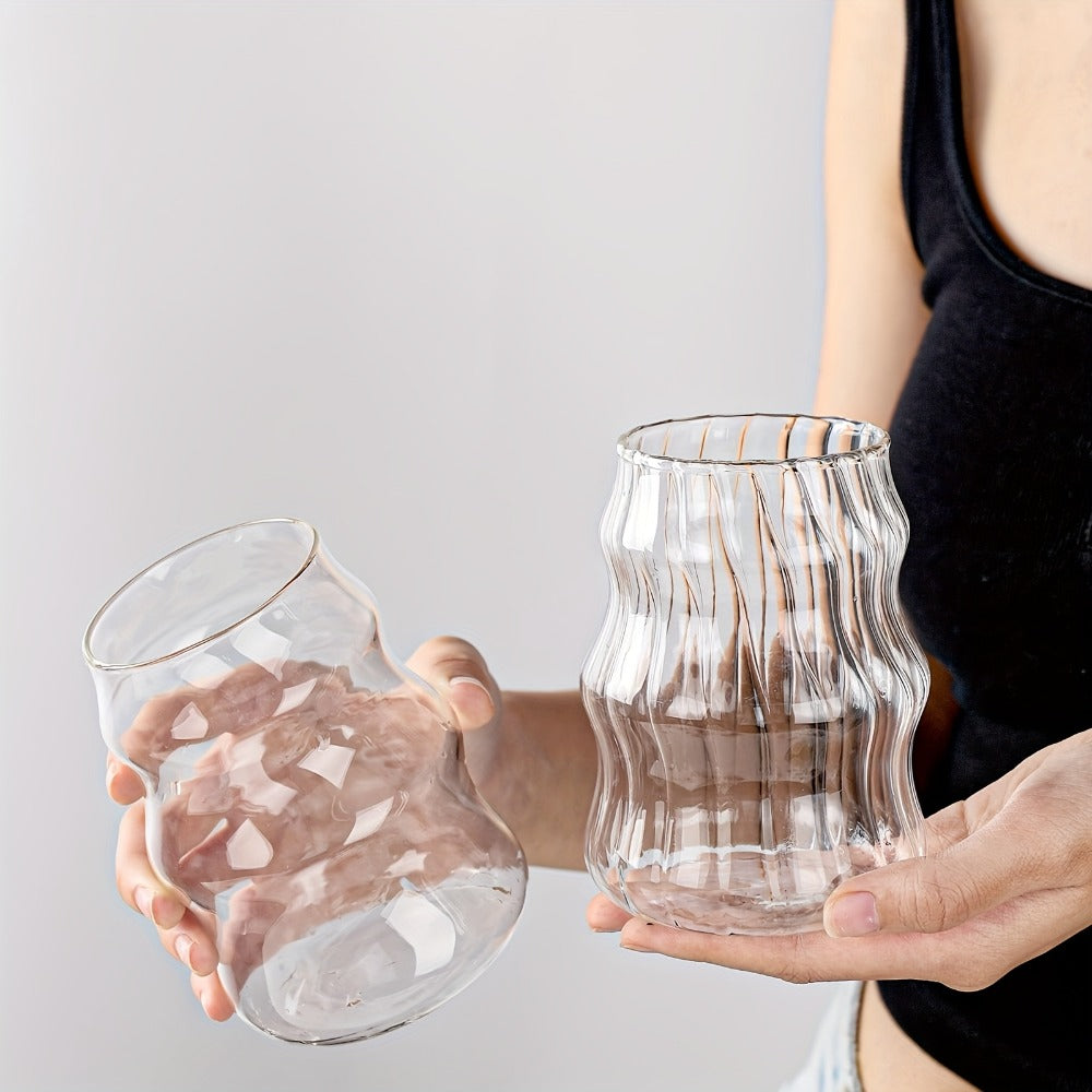 Borosilicate Glass Cups with Straws Cloud Design U-Shaped Insulated Cold Drink Glasses BPA-Free 18oz Set of 4 or 6