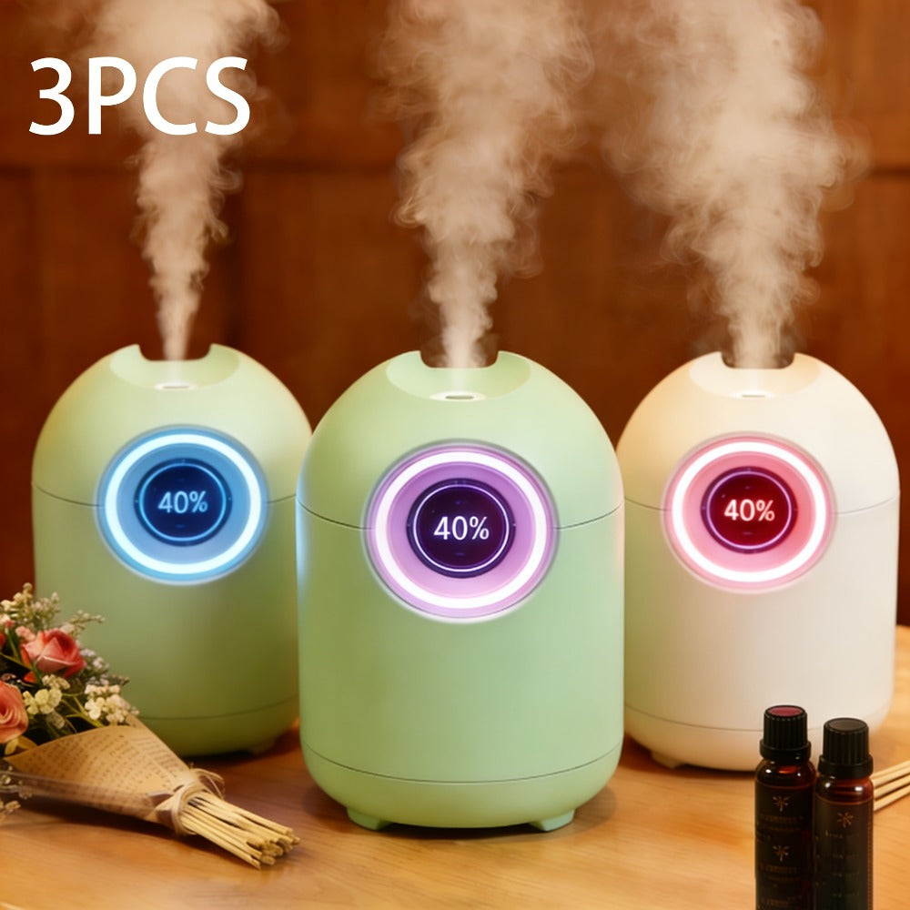 Aroma Humidifier Set of 3 with Soft LED Night Light | Quiet Mini Humidifier Pack, Adjustable Mist, Room Air Freshener for Bedroom, Living Room & Office | Holiday Gift Set White & Green