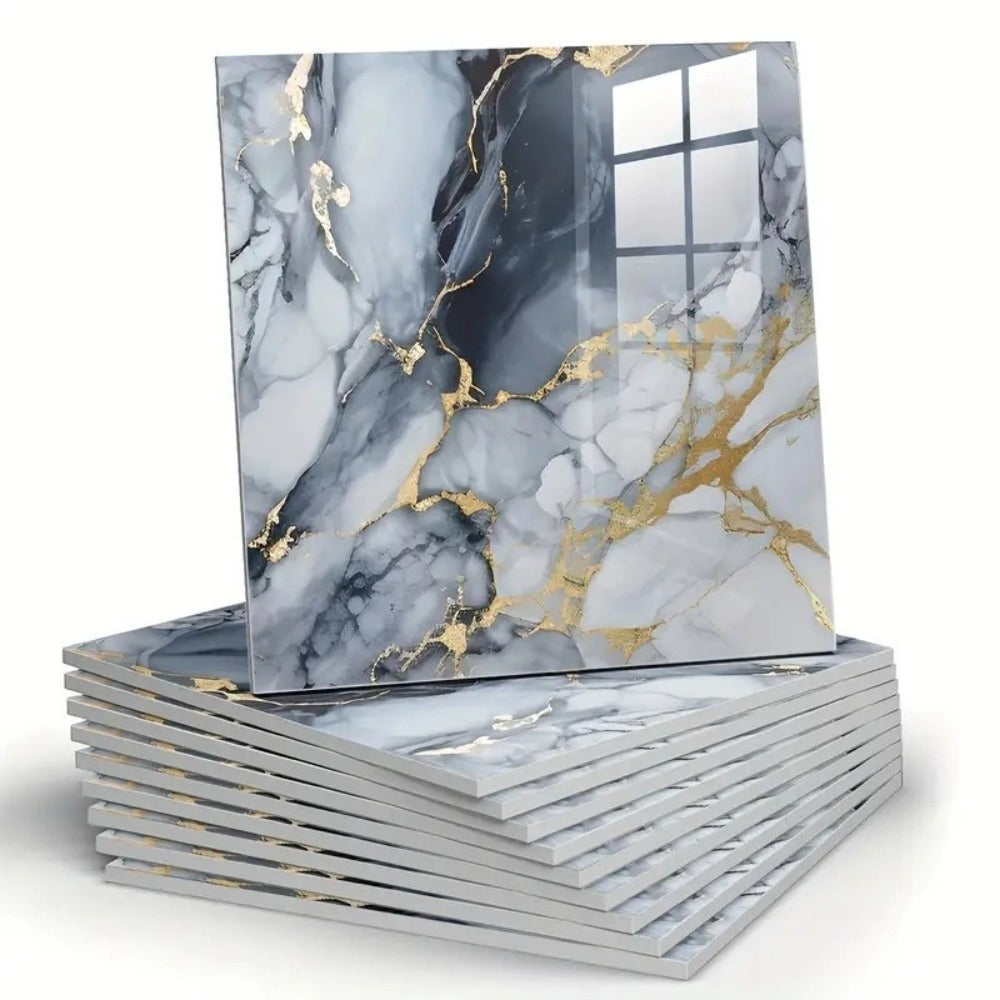 Self-Adhesive PVC Marble Tile Stickers 20pcs 30x30cm Waterproof Wall Panels for Bathroom Kitchen Living Room Backsplash Decor