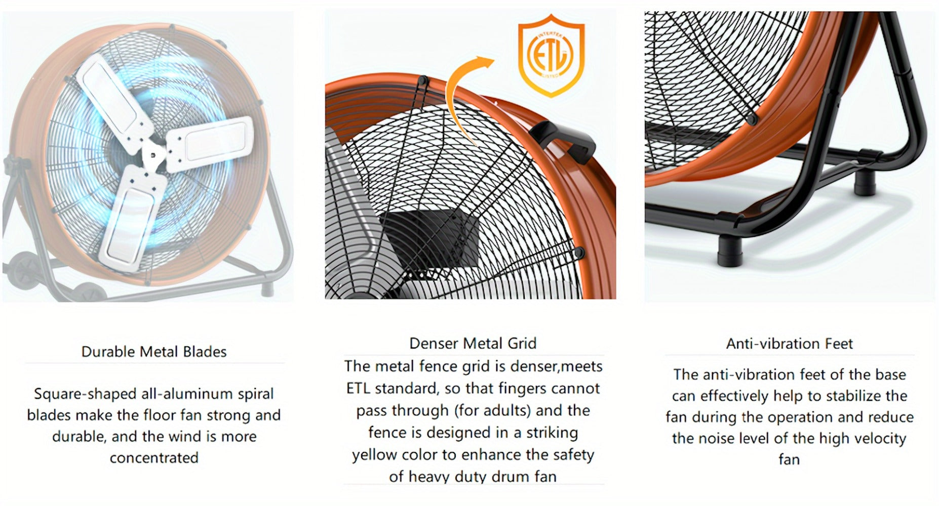 Industrial Drum Fan 24 & 30 Inch | High Velocity Floor Fan 9460-14000 CFM, 3-Speed Air Circulator with 180¡ã Tilt for Warehouse, Garage, Workshop, Job Site & Large Space Cooling ¨C Multiple Colors