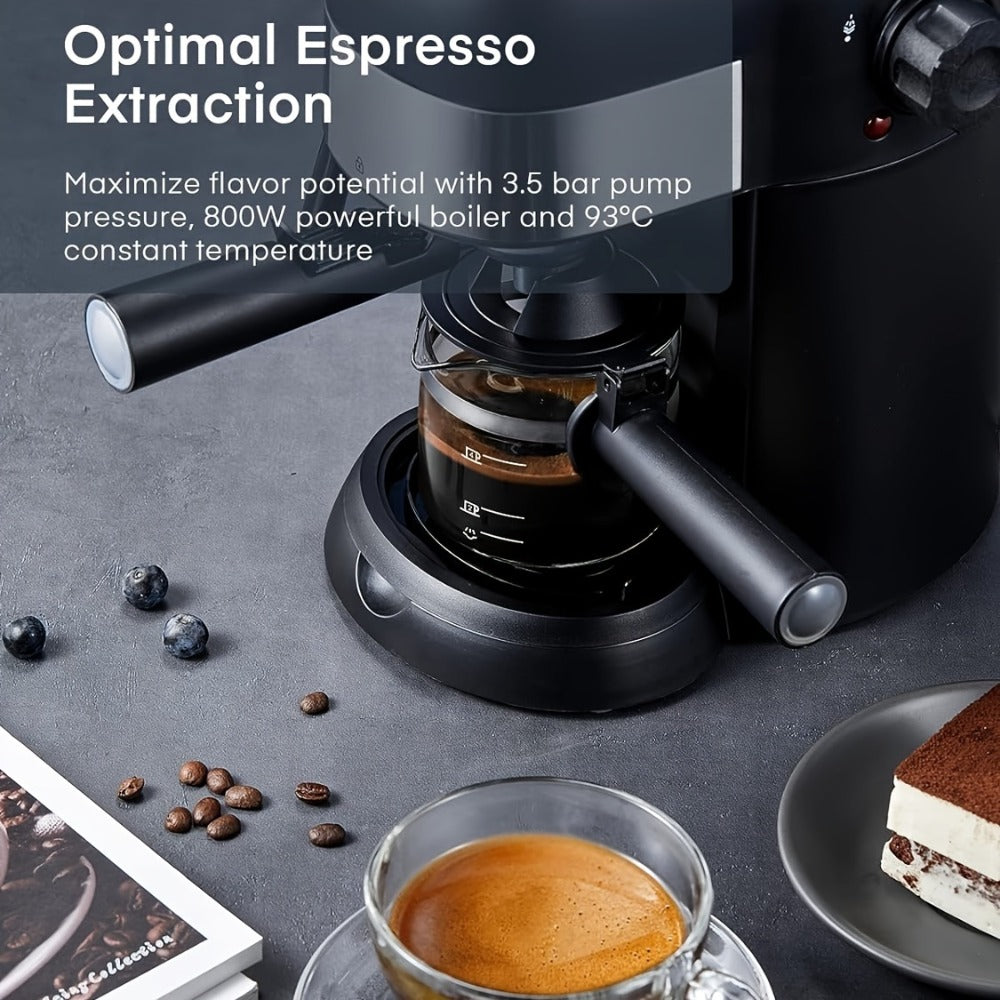 Espresso Machine 3.5 Bar Steam 4 Cup Cappuccino & Latte Maker with Milk Frother ¨C Stainless Steel One-Touch Home Coffee Machine for Espresso, Cappuccino & Latte, Black