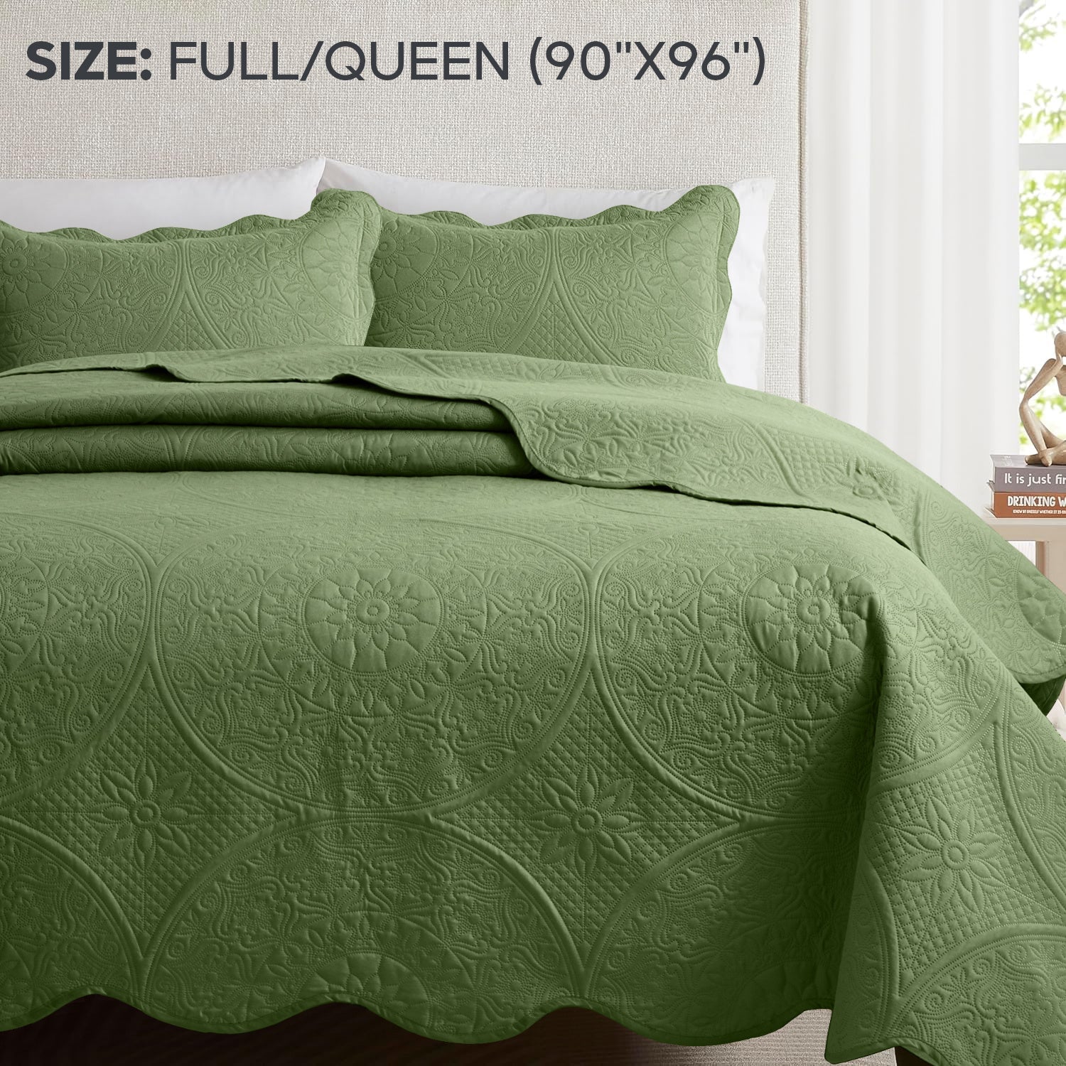 Quilted Bedspread Set 3 Piece ¨C Soft Floral Coverlet with Pillow Shams, Lightweight Breathable Quilt for Bedroom & Guest Room, All Season Bed Cover
