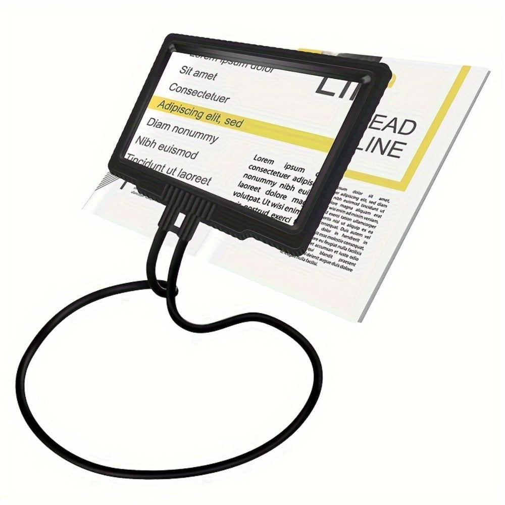 Hands-Free Magnifying Glass 5X Full Page, Flexible Gooseneck Neck-Worn Reading Magnifier for Seniors, Large Page Magnifier for Reading Sewing Repair Low Vision, No-Light Wearable Magnifier