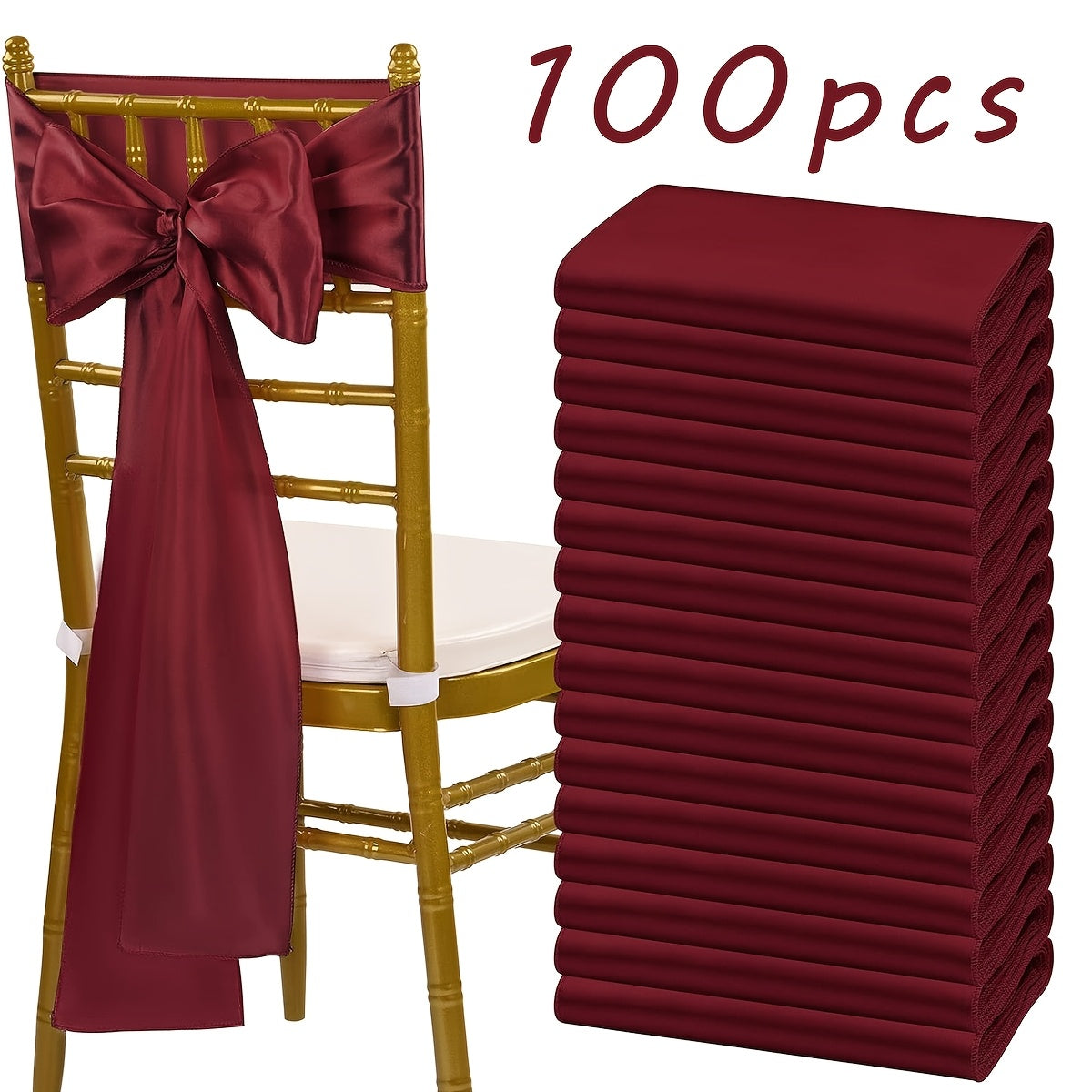 100pcs Satin Chair Sashes Bows for Wedding Banquet Party Event Decoration ¨C 13 Colors, 18¡Á275cm