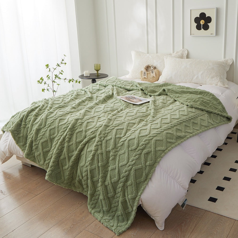3D Plush Dense Weave Fleece Blanket ¨C Ultra-Soft Warm Throw for Bed, Couch, Travel & Outdoor, Air-Conditioning Friendly, 3 Colors, 2 Sizes