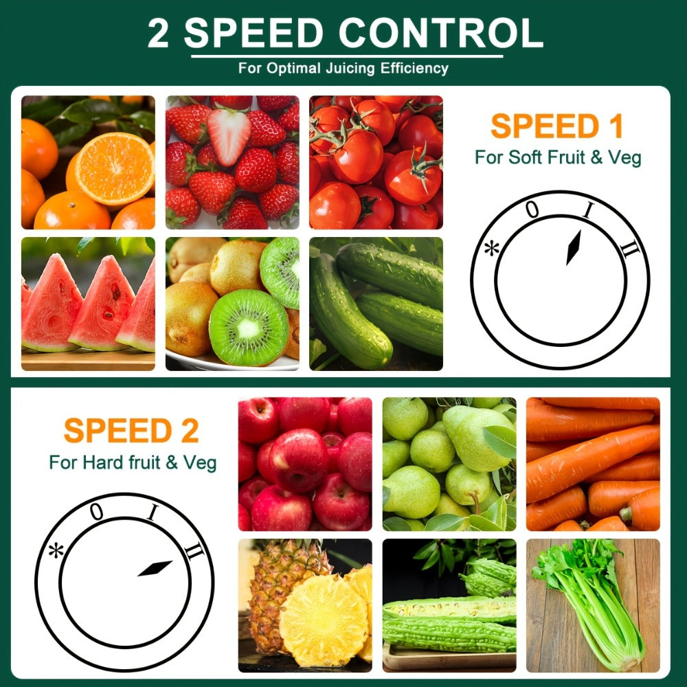 Centrifugal Juicer Machine 500W Wide 3¡± Feed Chute for Whole Fruits & Vegetables - Dual Speed, High Juice Yield, Stainless Steel, Dishwasher Safe Detachable Parts, Easy Clean Juicer for Healthy Living
