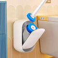 Disposable Toilet Brush & Holder Set with 6 Refill Wands ¨C Wall Mounted, Pre-Loaded Scrubbing Solution, No-Touch Bathroom Cleaning Supplies, White