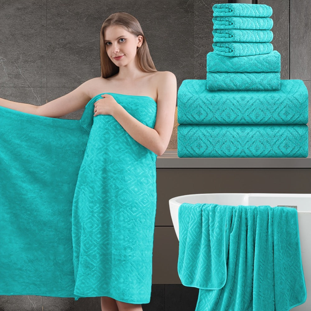 700GSM Bath Towel Set 8 Piece Extra Large Ultra Soft Thick - Highly Absorbent Quick Dry | 2 Oversized Bath Towels 2 Hand Towels 4 Washcloths | 16 Colors | Bathroom Hotel Gym Spa Adult Gift Set