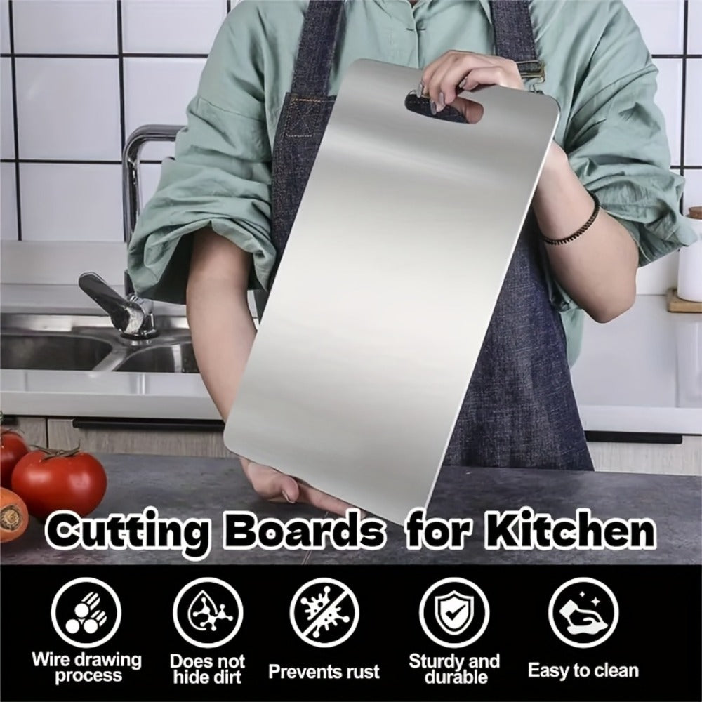 Titanium Cutting Board Set 3-Piece Pure Titanium Kitchen Cutting Boards Large Medium Small ¨C Double-Sided Durable Metal Cutting Board, Antibacterial & Easy to Clean, Professional Kitchen Chopping Board