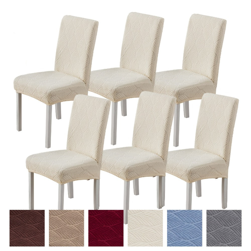Dining Chair Covers 6pcs Waterproof - Stretch Polyester Spandex Elastic Slipcovers with Little Leaf Pattern, Machine Washable Pet-Friendly Chair Protectors for Home Restaurant