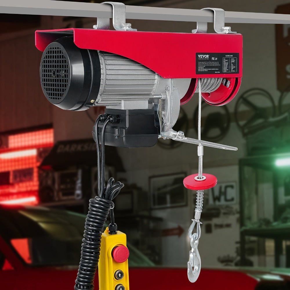 Electric Hoist 440 lb Garage Hoist Winch 120V ¨C 220 lb Single Rope / 440 lb Dual Rope, 40 ft Lift Height, Solid Copper Motor, Emergency Stop Switch, 5.25 ft Corded Control for Garage, Workshop & Construction