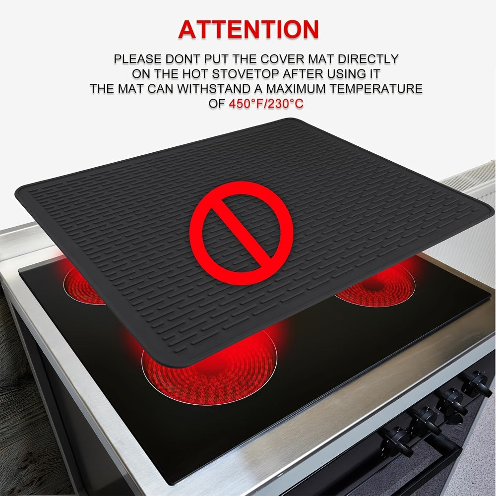 Silicone Stove Top Cover Protector 28x20 Inch ¨C Heat-Resistant Glass Cooktop Cover for Electric & Ceramic Stoves, Scratch-Proof Surface Mat & Kitchen Dish Drying Pad