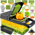 Vegetable Chopper 18-in-1 Food Chopper Slicer with 8 Stainless Steel Blades Food-Grade Mandoline Slicer for Onions Carrots Potatoes Salad Kitchen Meal Prep Tool