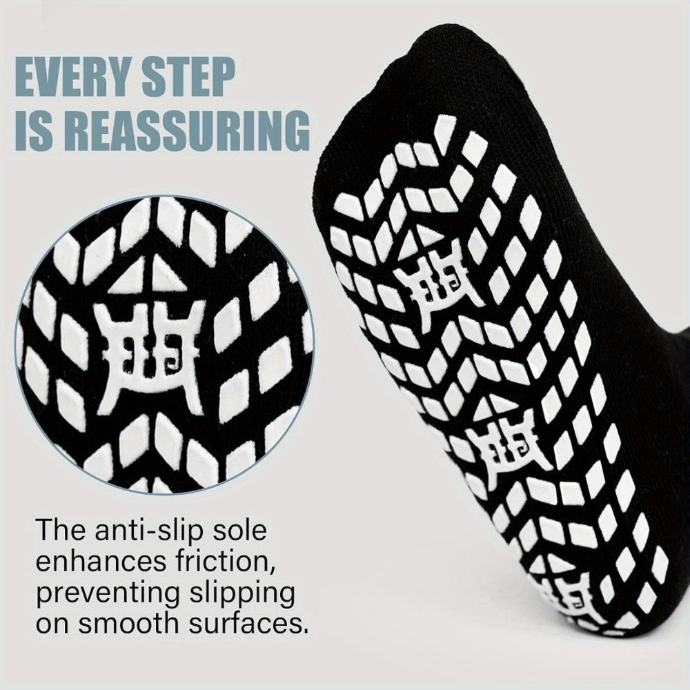 Anti-Slip Wide Socks for Swollen Feet 3 Pairs Grippy Sole Diabetic Non-Binding Breathable Edema Socks Reinforced Toe Heel Black White Grey Size 9-13 13-15