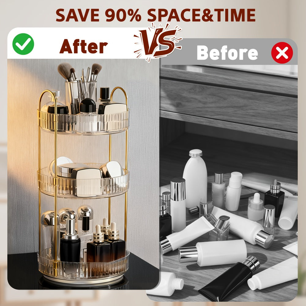 360 Rotating Makeup Organizer Skincare Storage Rack - Multi-Layer Detachable Cosmetic Organizer for Perfume, Lipstick, Skincare, Desktop Vanity Organizer for Bathroom & Bedroom