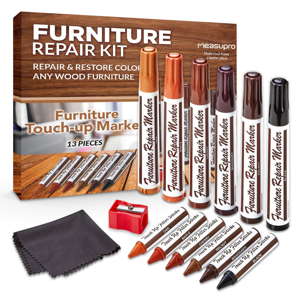 Wood Scratch Repair Kit Furniture Touch Up Markers Scratch Stain Repair Pens for Wood Furniture Tables Desks Floors Bedposts Cabinets Dark Light Mixed Colors 13 PC or 34 PC Carpenter Essential