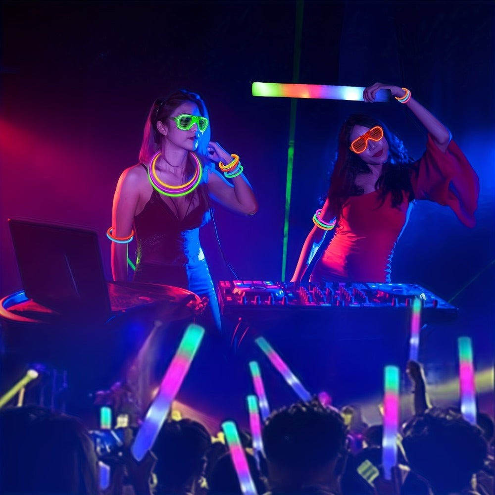 LED Glow Sticks Party Set ¨C Foam Glow Sticks with 3 Light Modes, Glow Glasses, Headbands & Finger Lights for Rave, Wedding, Birthday, Concert, Halloween, Christmas & New Year Party Supplies, 11/36/52pcs
