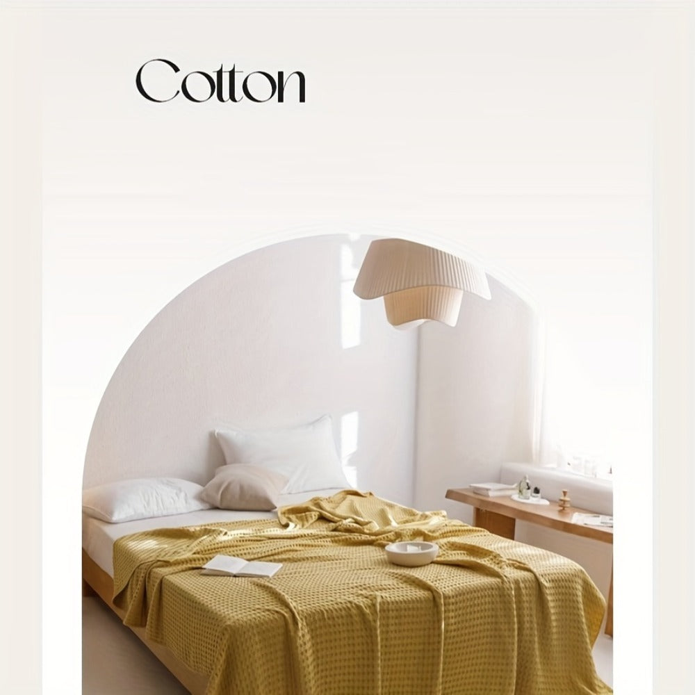 Cotton Waffle Blanket ¨C Pure Cotton Multilayer Summer Cooling Quilt, Jacquard Knit, Machine Washable, Air Conditioning Blanket