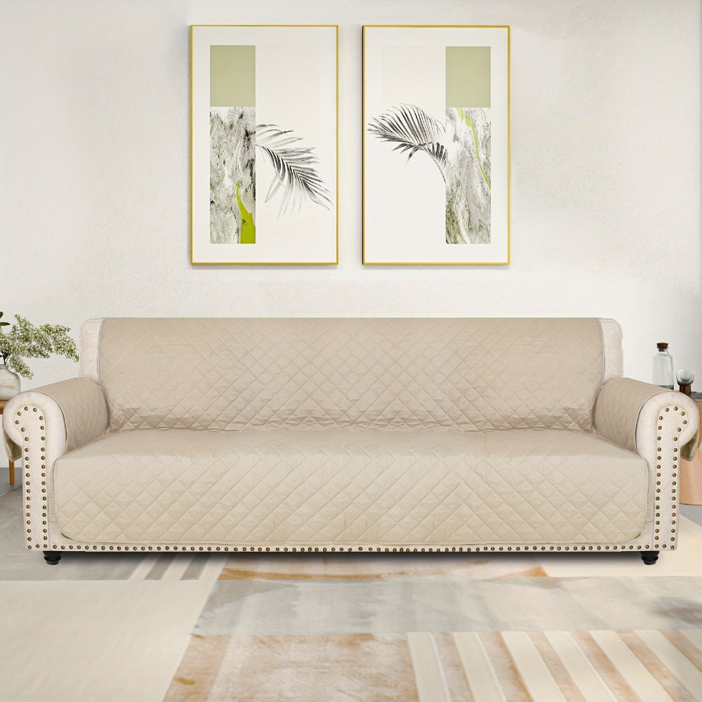 Sofa Slipcover 5-Layer Quilted Thick Sofa Cover Protector Elastic Strap Non-Slip Washable Pet Friendly Universal Fit 3 4 Seater Couch Cover for Living Room - 10 Colors