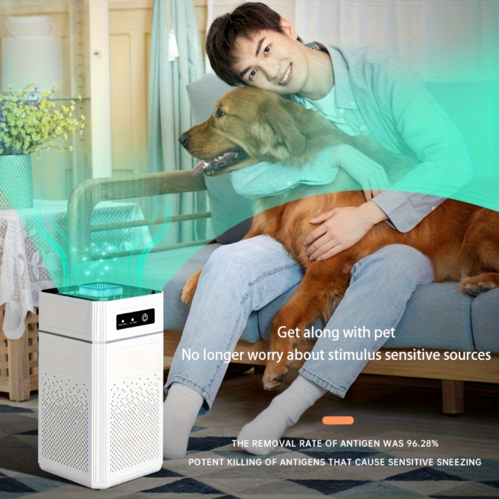 Portable Negative Ion Air Purifier with HEPA Filter, USB Powered Desktop Air Cleaner Removes Odors Dust Smoke Pollen, 51-150 m3/h Airflow, Compact Air Purifier for Bedroom Office Car Travel