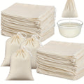Cheesecloth Bags for Straining 100 Pack ¨C Reusable Muslin Tea Filter Bags for Cold Brew, Milk Tea, Nut Milk & Cooking, 4x6 Inch Drawstring Cotton Bags, Food-Grade Unbleached