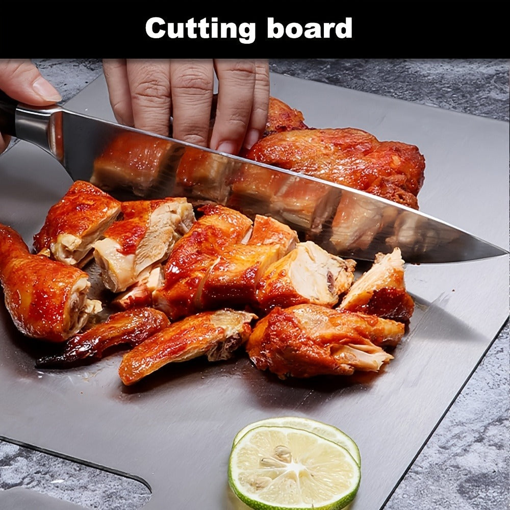 Stainless Steel Cutting Board Dual-Sided 9x13 Inch ¨C Non-Slip Kitchen Chopping Board for Meat Vegetables Fish, Compact Design for RV Small Kitchen Home Chef