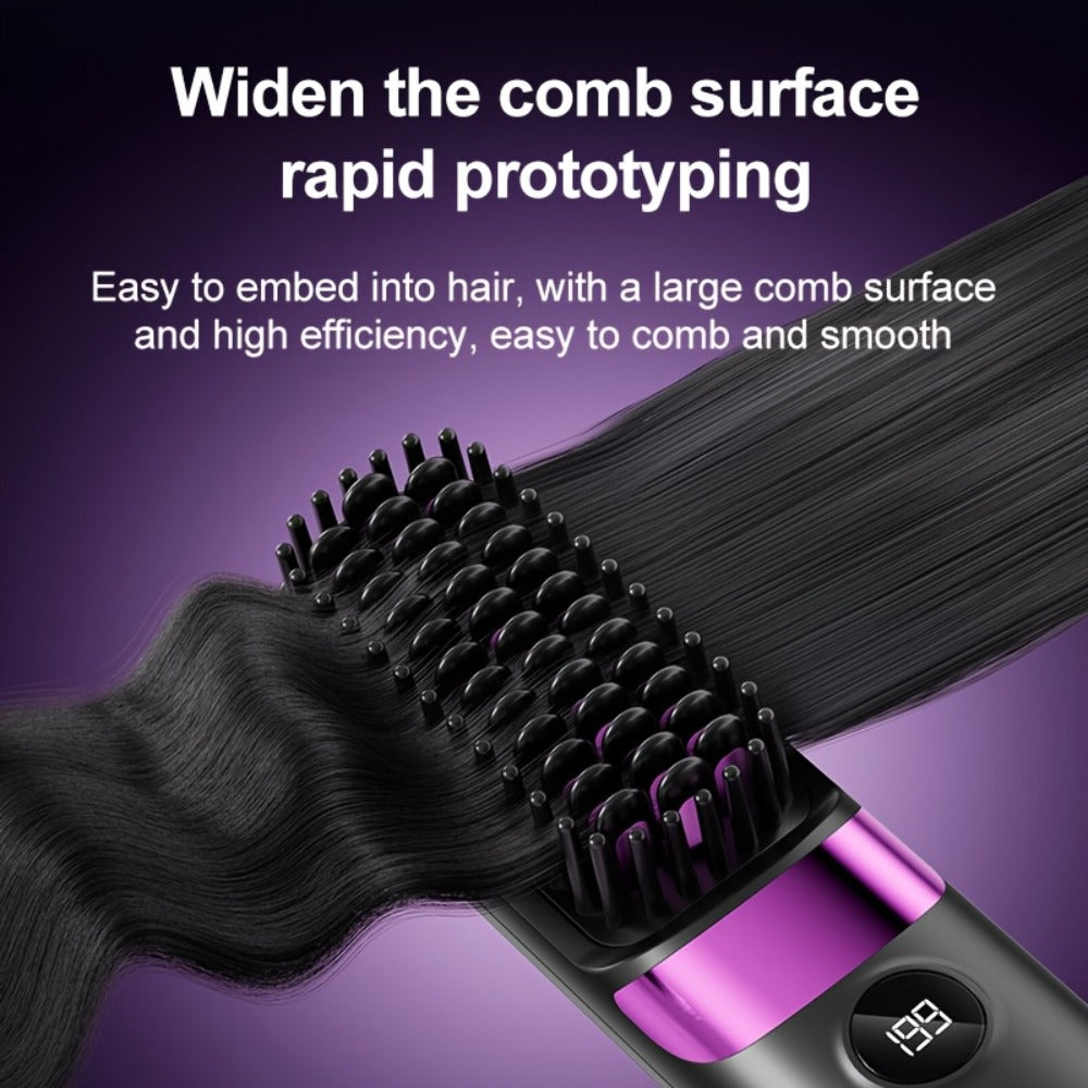 Wireless Hair Straightener Comb USB Rechargeable | Cordless Straightening Brush with Negative Ion, 3-Speed Temp Control, LED Display ¨C Travel Hair Styler