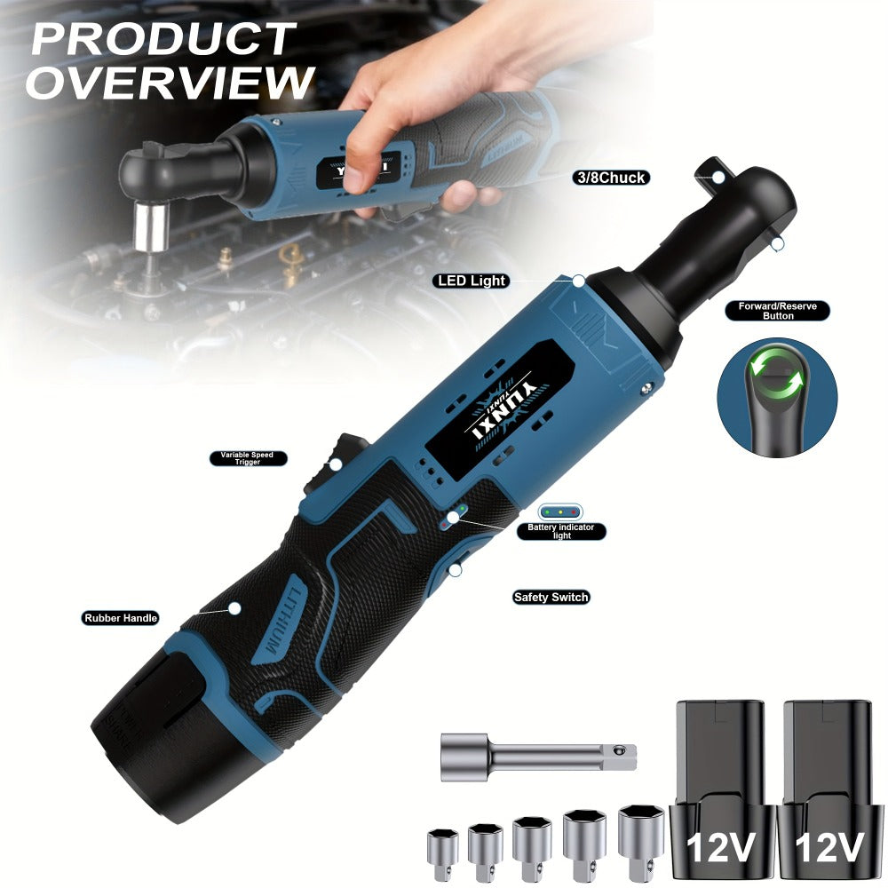 12V Brushless Electric Ratchet Wrench Set with Battery & Quick Charger ¨C Wireless Car Repair Tool Kit for Home & Auto, Holiday Gift for Men