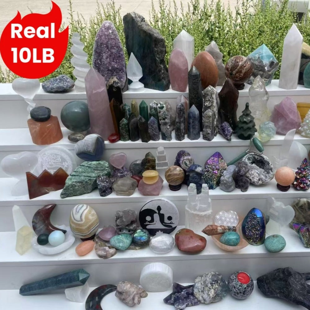 10LB Mixed Crystals Bulk Lot Natural Gemstones Towers Spheres Clusters Rough Stones Healing Crystals Collection Gift Set Decorative Specimens Wholesale