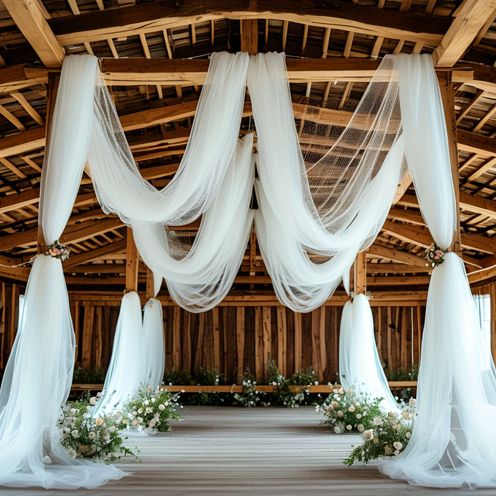 Chiffon Draping Fabric for Wedding Arch 32.8Ft | Sheer Backdrop Curtain for Ceremony, Reception & Bridal Shower Decor, Lightweight Nylon Drape for Party Arch, Birthday & Event Background Decoration