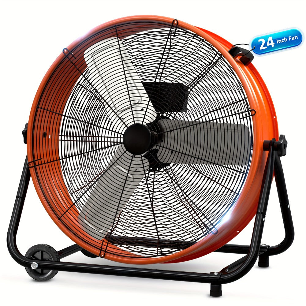 Industrial Drum Fan 24 & 30 Inch | High Velocity Floor Fan 9460-14000 CFM, 3-Speed Air Circulator with 180¡ã Tilt for Warehouse, Garage, Workshop, Job Site & Large Space Cooling ¨C Multiple Colors