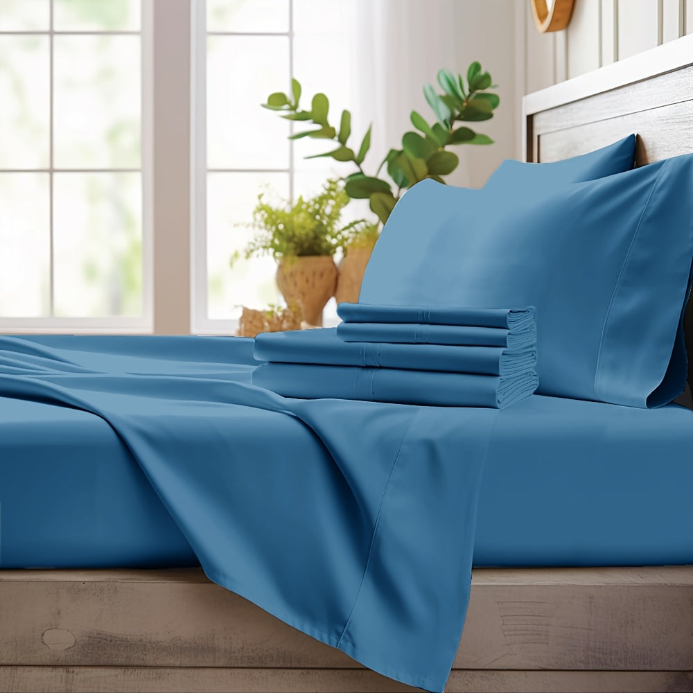 Bamboo Cooling Sheet Set 4pcs ¨C Deep Pocket Fitted Sheet Flat Sheet Pillowcases for Hot Sleepers Twin Full Queen King