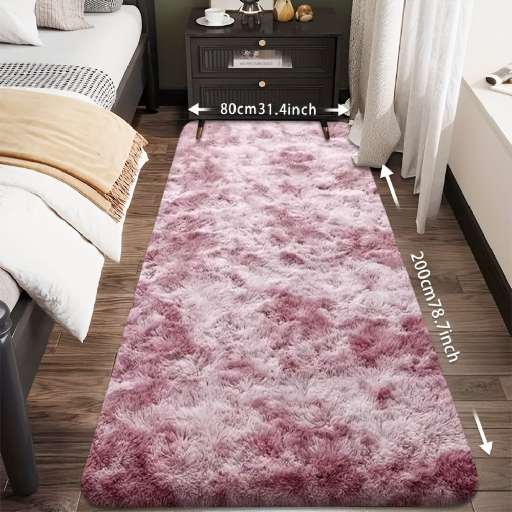Tie-Dye Plush Fluffy Mat Absorbent Non-Slip ¨C Luxury Soft Bathroom Rug for Living Room & Bedroom, Modern Home Decor Floor Mat, 31.5x78.7 in ¨C Light Grey, Dark Gray, Light Pink, Black