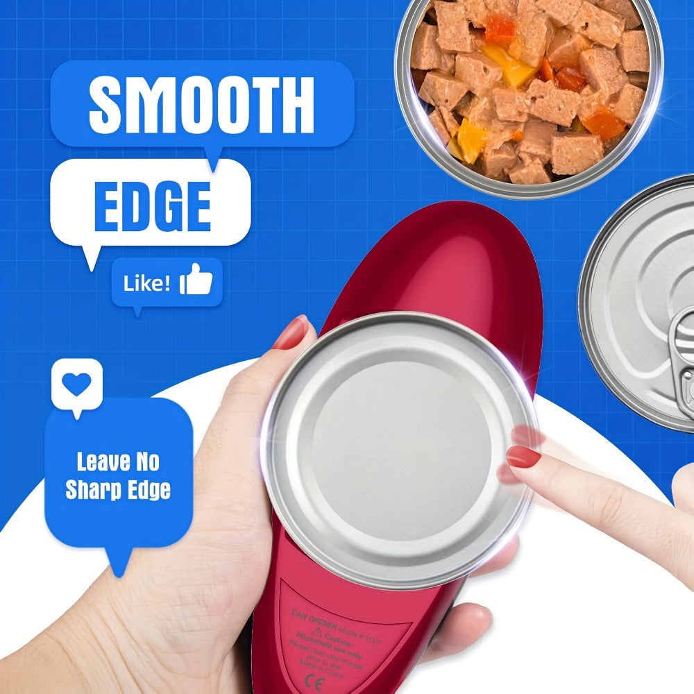 Electric Can Opener Cordless Battery Powered ¨C Smooth Edge Safety, Auto Shut-Off, ABS Material, Easy One-Touch Operation for Elderly, Arthritis & Disabled Hands, Kitchen & Camping