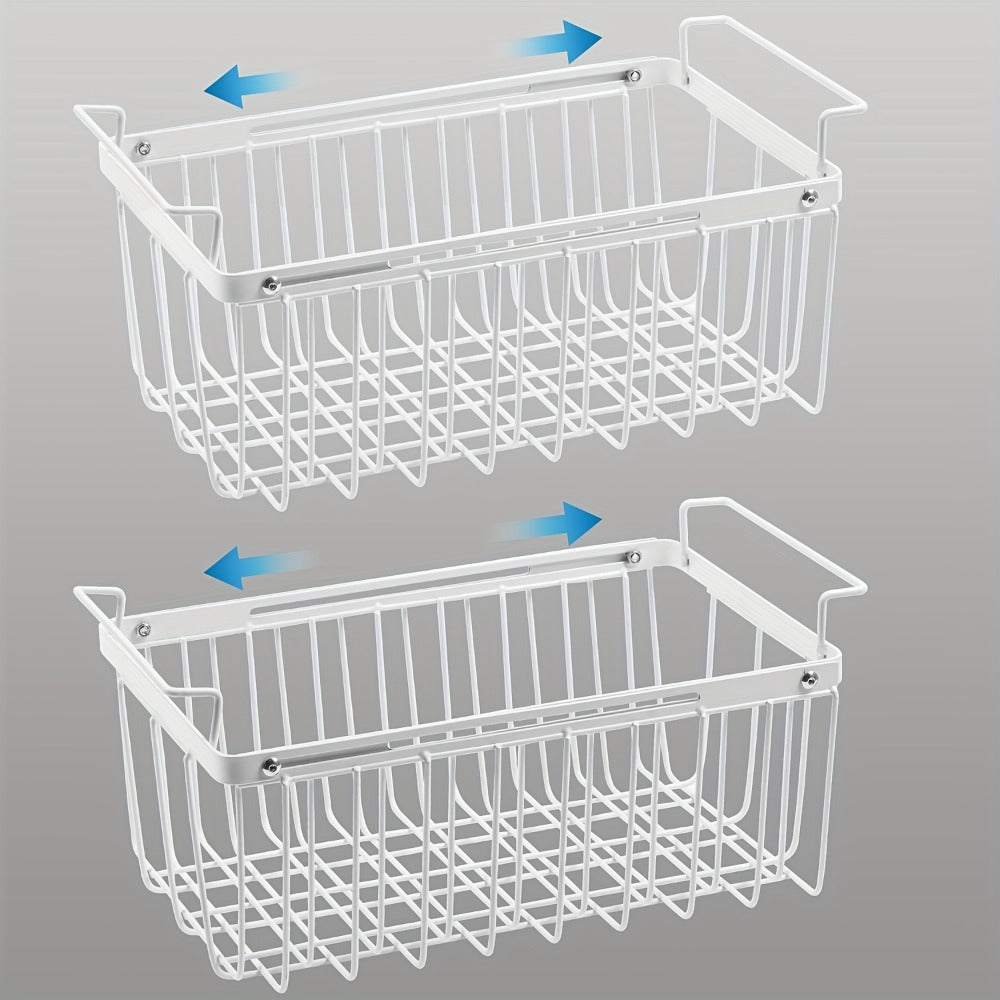 Freezer Organizer Bins, Expandable Chest Freezer Baskets with Hanging Handles ¨C Adjustable Wire Basket 15.6¡± to 24.3¡±, Heavy-Duty Iron Rust-Proof Deep Freezer Storage for Most Chest Freezers, 2 Pack