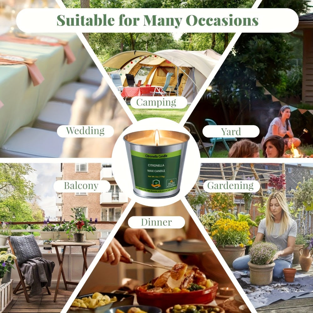 Citronella Candles Outdoor 4-Pack 6oz Each - 128 Hours Burning Mosquito Repellent Candle Set for Patio Garden Camping BBQ Party Yard Decor
