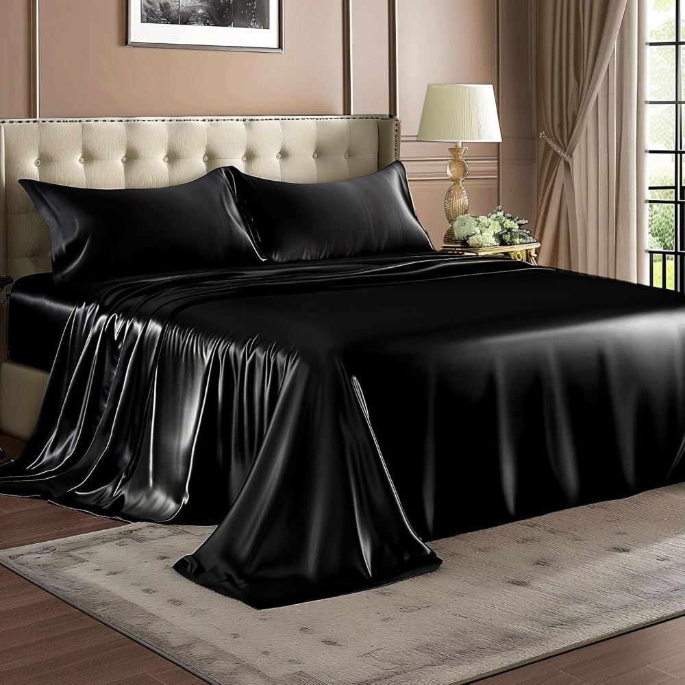 Satin Bed Sheets Set 2100TC Ultra Soft 3/4pcs ¨C Silky Smooth Breathable Satin Bedding for Twin Full Queen King, 5-Star Luxury Hotel Experience, Solid Color, 7 Colors Available