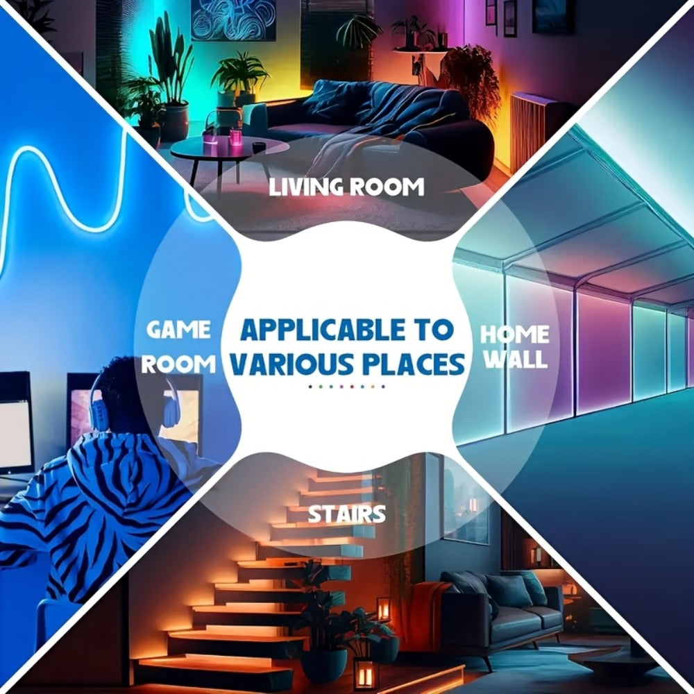 Color Changing LED Strip Lights 100FT with App Control & 44-Key Remote, 24V RGB Music Sync, Adjustable Brightness, Bedroom Kitchen Living Room Home Christmas Party Decoration with 24V Adapter Included