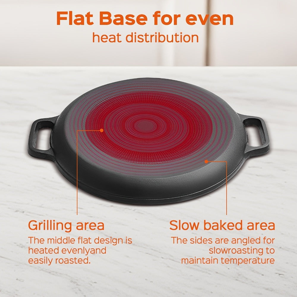 Pre-Seasoned Cast Iron Pan Set - Non-Stick Multifunctional Skillet for Pizza Home Kitchen Outdoor Cooking, Even Heating Compatible with All Stoves, 1/2/3 Piece Options